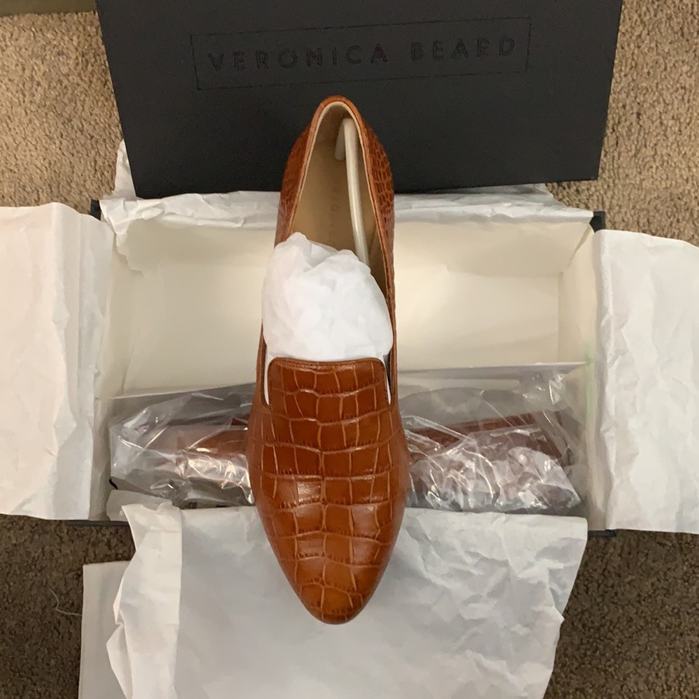New Veronica Beard Griffin Emboss Croco Honey